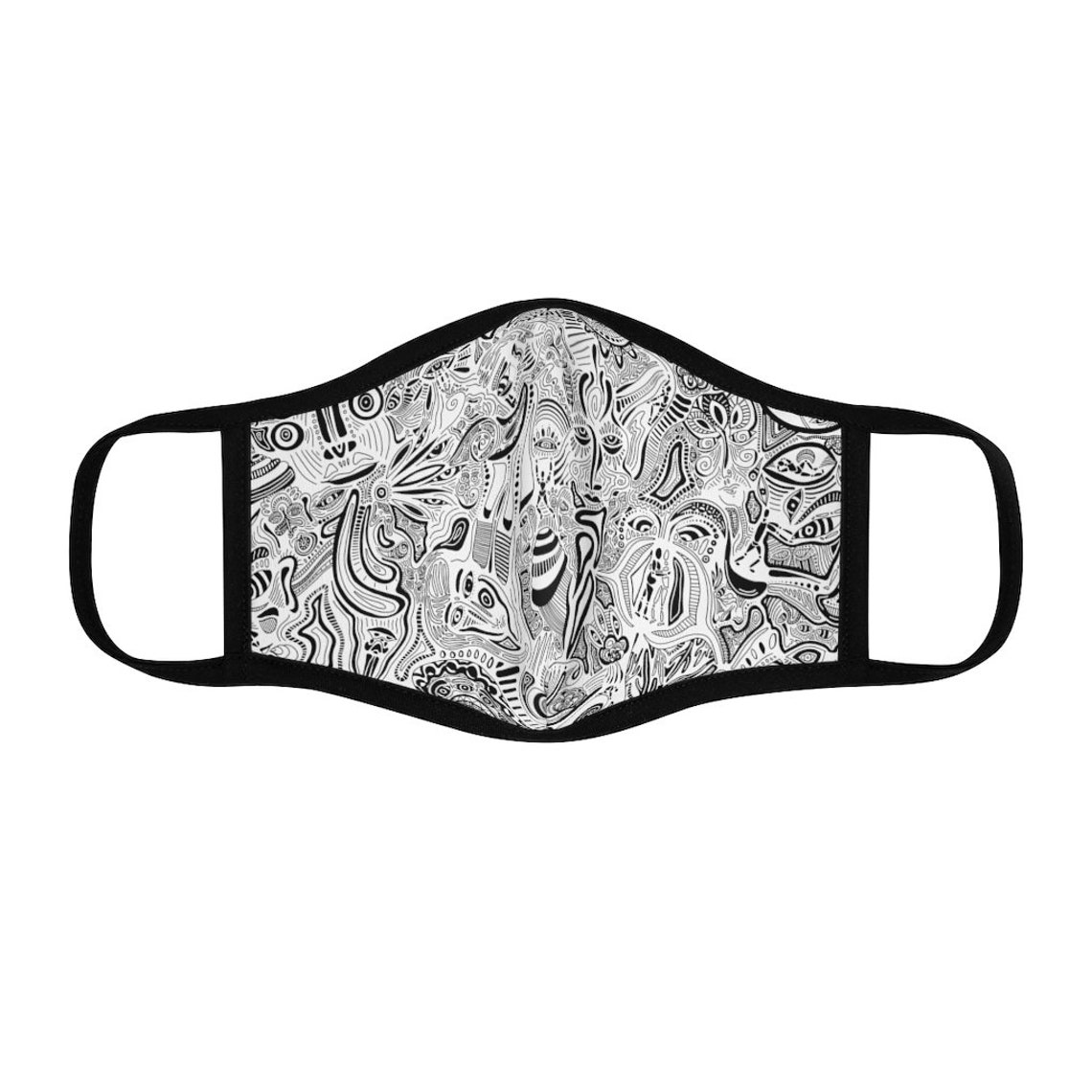 Abstract Art Face Mask Black and White Face Mask With Filter Etsy