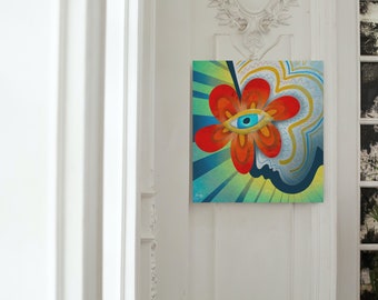 Mind Through Positivity Canvas Wall Art | Simple Artwork | Anxiety Artwork | Boho Home Decore | Funky Wall Decor | Indie Room Decor