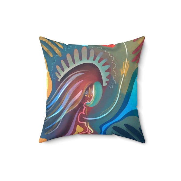 Modern Art Pillow Unique Pillows Funky Pillow Bright Colored Throw Pillows Decorative Throw Pillows for Couch Fun Home Decor Quirky Decor