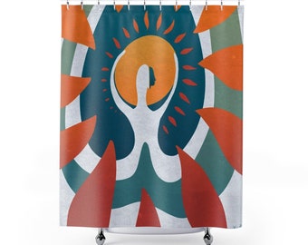 Sun Shower Curtain Abstract Cool Shower Curtain Colorful Boho Shower Curtain Fun Shower Curtain Funky Shower Curtain Art Bathroom Decor