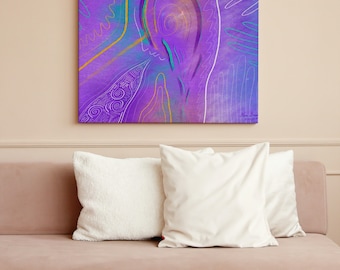 Sing In Purple Canvas Wall Art | Simple Artwork | Anxiety Artwork | Boho Home Decore | Funky Wall Decor | Indie Room Decor