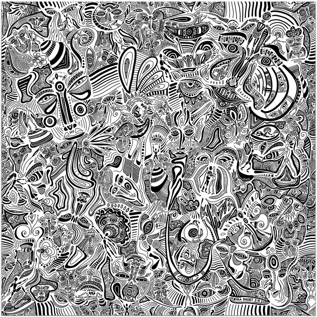 Dark Psychedelic Art Black And White