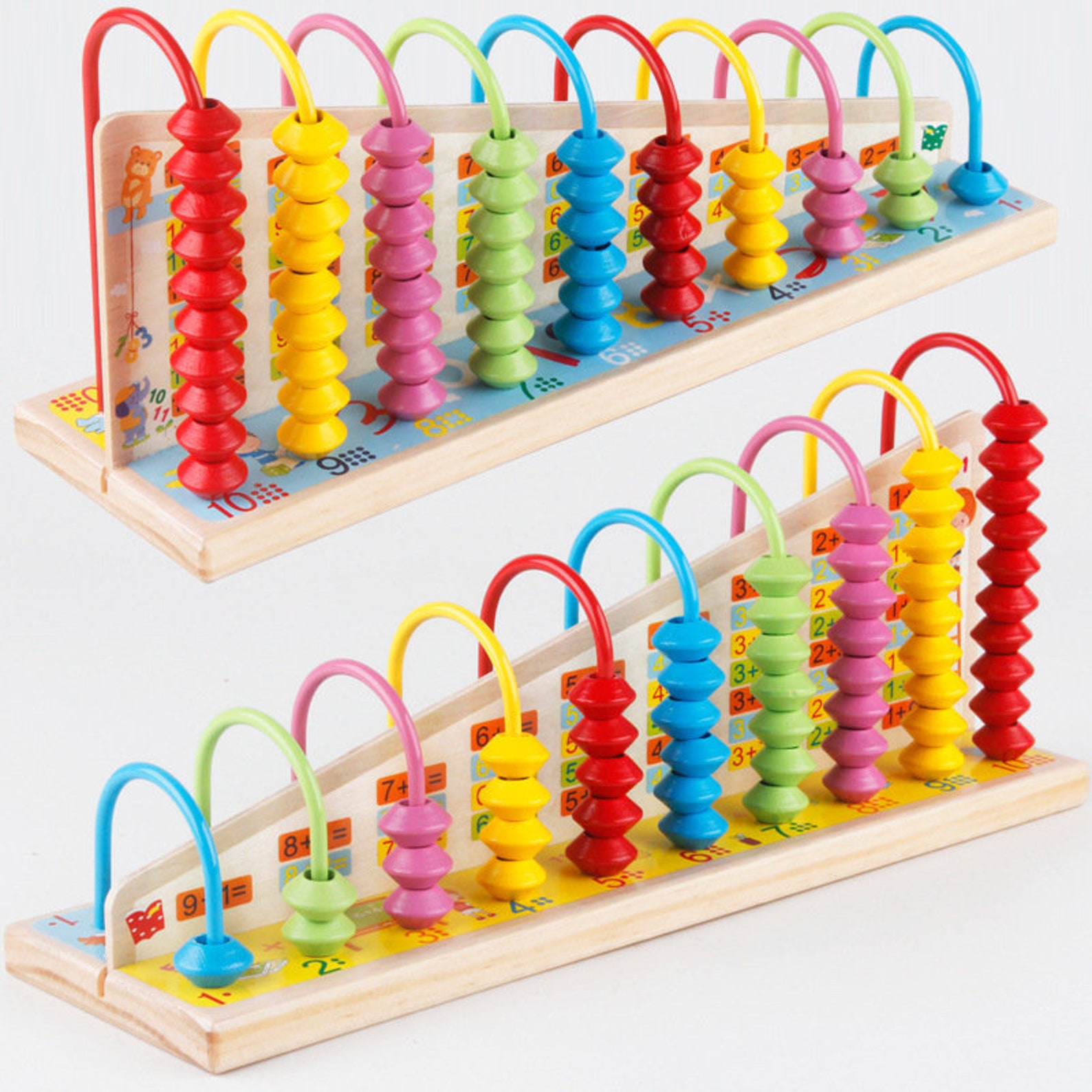 Wooden Abacus 10 Bead calculator Colourful IQ Intelligent Etsy