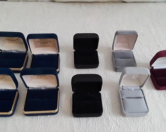 Lot of 9 Vintage Ring Presentation display boxes, variety of colors, unbranded