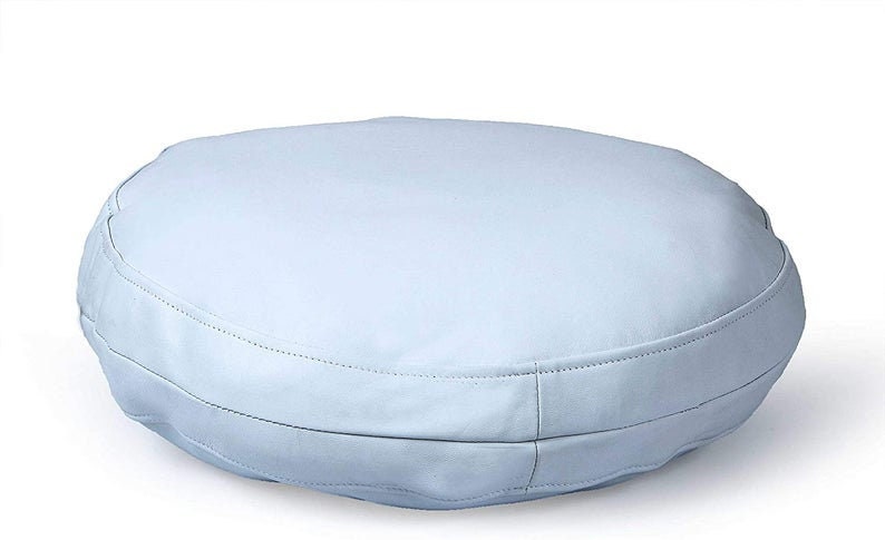 Cubierta de almohada redonda blanco cuero genuino cuero suave | Etsy