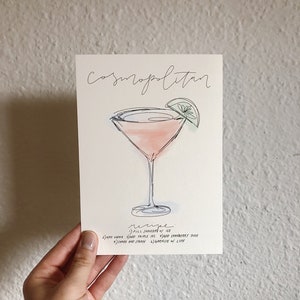 Cosmo Print / Drink Print / Cocktail Art / Simple Cocktail Design / Cosmopolitan Art / Bar Art / Bar Area Print