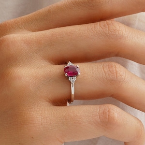 14k Ruby Ring Solid Gold, Cz Ruby Engagement Ring, Ruby Wedding Ring 18k, July Birthstone Ring, Ruby Proposal Ring, Birthday Gift for Women