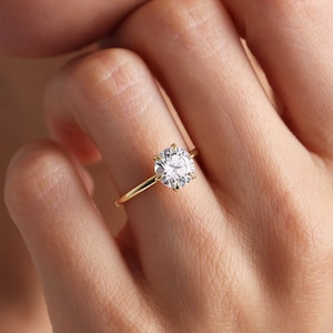 1.50 Ct Round Moissanite Engagement Ring, Solid Gold Solitaire Engagement Ring, 14k Moissanite Wedding Ring, Promise Ring 14k, 6 Prong Ring