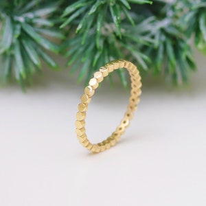 14k Gold Beaded Stacking Ring, Dainty Dot Ring, Flat Bead Eternity Band, Flat Bead Stackable Ring, Beaded Wedding Band, Thumb Ring for Women