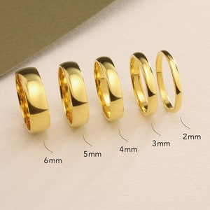 3 mm Dome Wedding Band Solid Gold, Yellow White Rose Gold, 14k Gold Wedding Ring for Men and Women, Wedding Band, Thin Gold Wedding Band