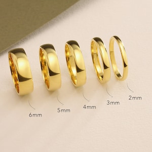4 mm Classic Wedding Band Real Gold, Classic Dome Wedding Band 14k, Men&#39;s Women&#39;s Wedding Bands, Yellow Gold, White Gold, Rose Gold Ring