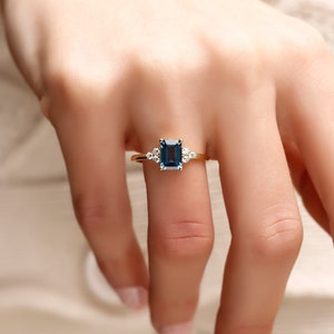 14k London Blue Topaz Engagement Ring, Real Gold Proposal Ring, Natural London Blue Promise Ring, 18k Anniversary Ring, Dainty Wedding Gift