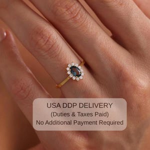 Solid Gold London Blue Topaz Halo Ring - Minimalist Cz Diamond Promise Ring Jewelry