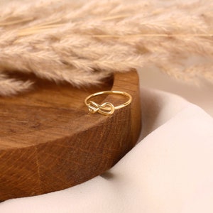 14k Dainty Infinity Knot Ring, Love Knot Ring Solid Gold, Minimalist Knot Ring Women, Stacking Ring, Tiny Infinity Ring, Endless Knot Ring image 9