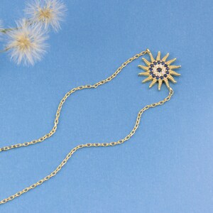 14k Gold Sun Bracelet, Dainty Celestial Star Sun Bracelet, Sunshine Charm Bracelet, Trendy Sun Bracelet, Gift for Her, Gift for Daughter image 8