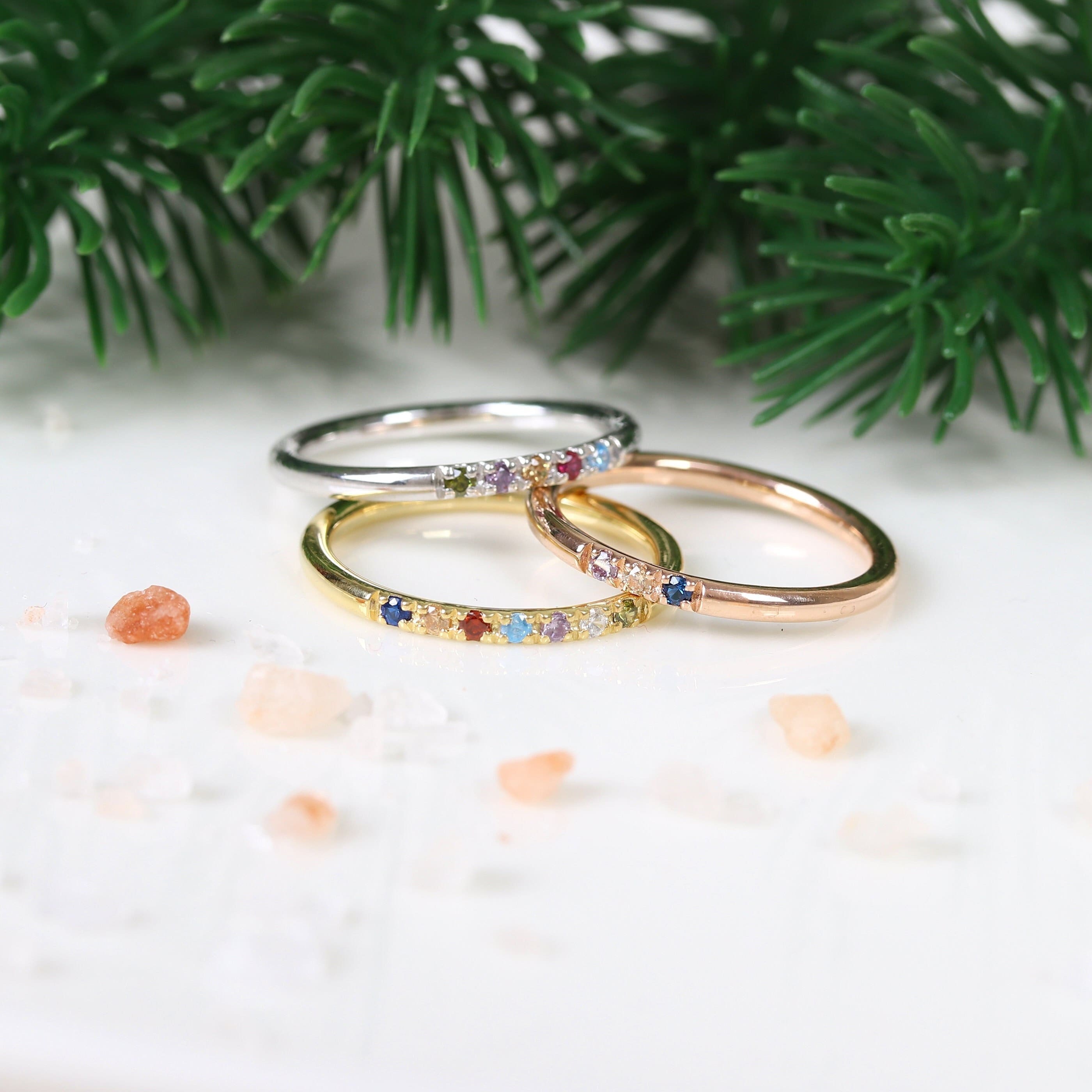 14k Solid Gold Birthstone Ring, Personalized Birthstone Ring, Minimalist Ring, Handmade Birthstone Band, Gift for Mothers, Mothers Day Gift