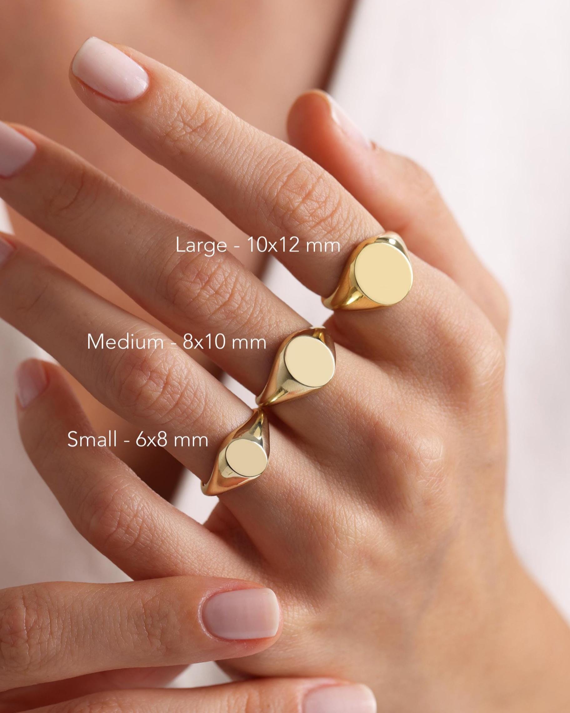 Solid Gold Oval Signet Ring - 14k Pinky Ring, Personalized Gift