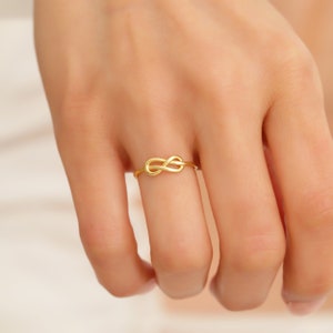 14k Dainty Infinity Knot Ring, Love Knot Ring Solid Gold, Minimalist Knot Ring Women, Stacking Ring, Tiny Infinity Ring, Endless Knot Ring image 7