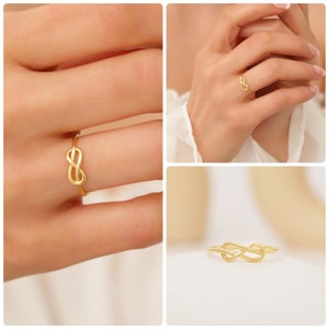 14k Dainty Infinity Knot Ring, Love Knot Ring Solid Gold, Minimalist Knot Ring Women, Stacking Ring, Tiny Infinity Ring, Endless Knot Ring image 8