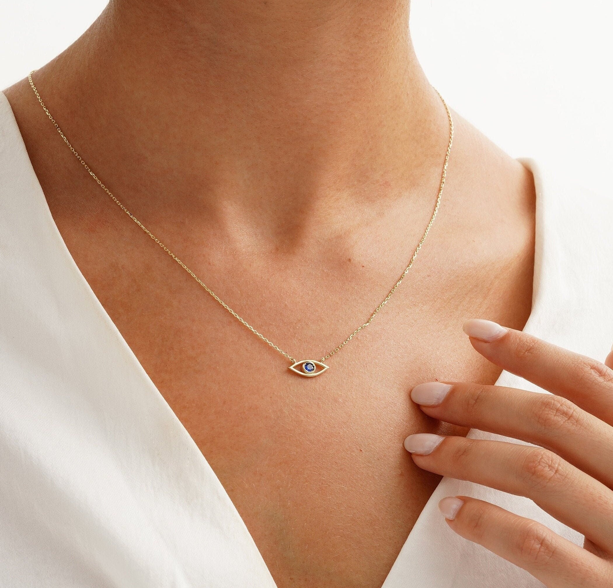 14k gold evil eye necklace discount