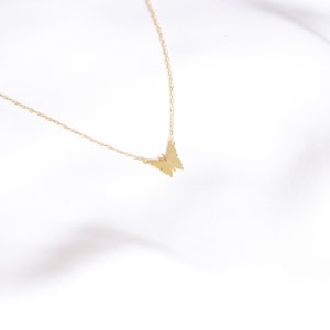 14k Gold Dainty Necklace, Solid Gold Delicate Necklace, Tiny Elegant Pendant, Butterfly Necklace, 18k Butterfly Charm, Birthday Gift for Her image 5