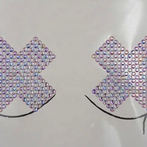 Rhinestone Nipple Cover Festival Ready Pasties Crystal AB X