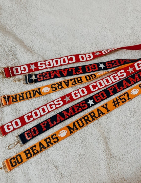 Custom College Game Day Purse Strap: Glitter Vinyl Stadium Bag Strap