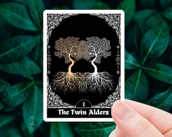 Providence Card Sticker - The Twin Alders, One Dark Window Two Twisted Crowns
