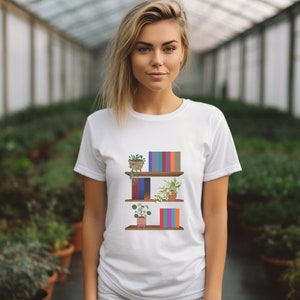 SJM Universe Bookshelf with Plants T Shirt ACOTAR Throne of Glass Crescent City