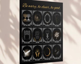 Providence Cards Poster (Black/White/Gold) - One Dark Window, Two Twisted Crowns