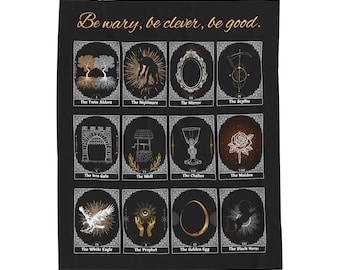 Providence Cards Blanket - One Dark Window, Two Twisted Crowns, Rachel Gillig, Reading Blanket, Book Lover Gift, Fantasy Romance