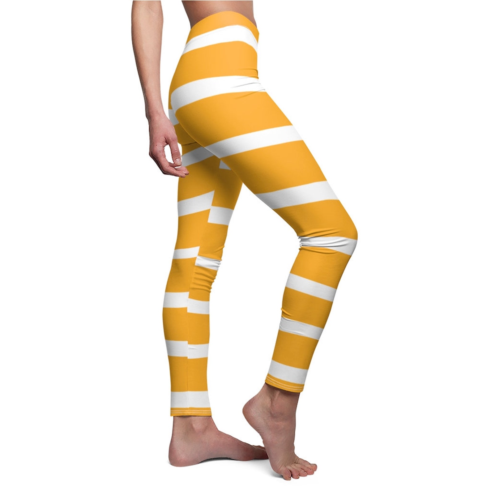 orange and white striped pants