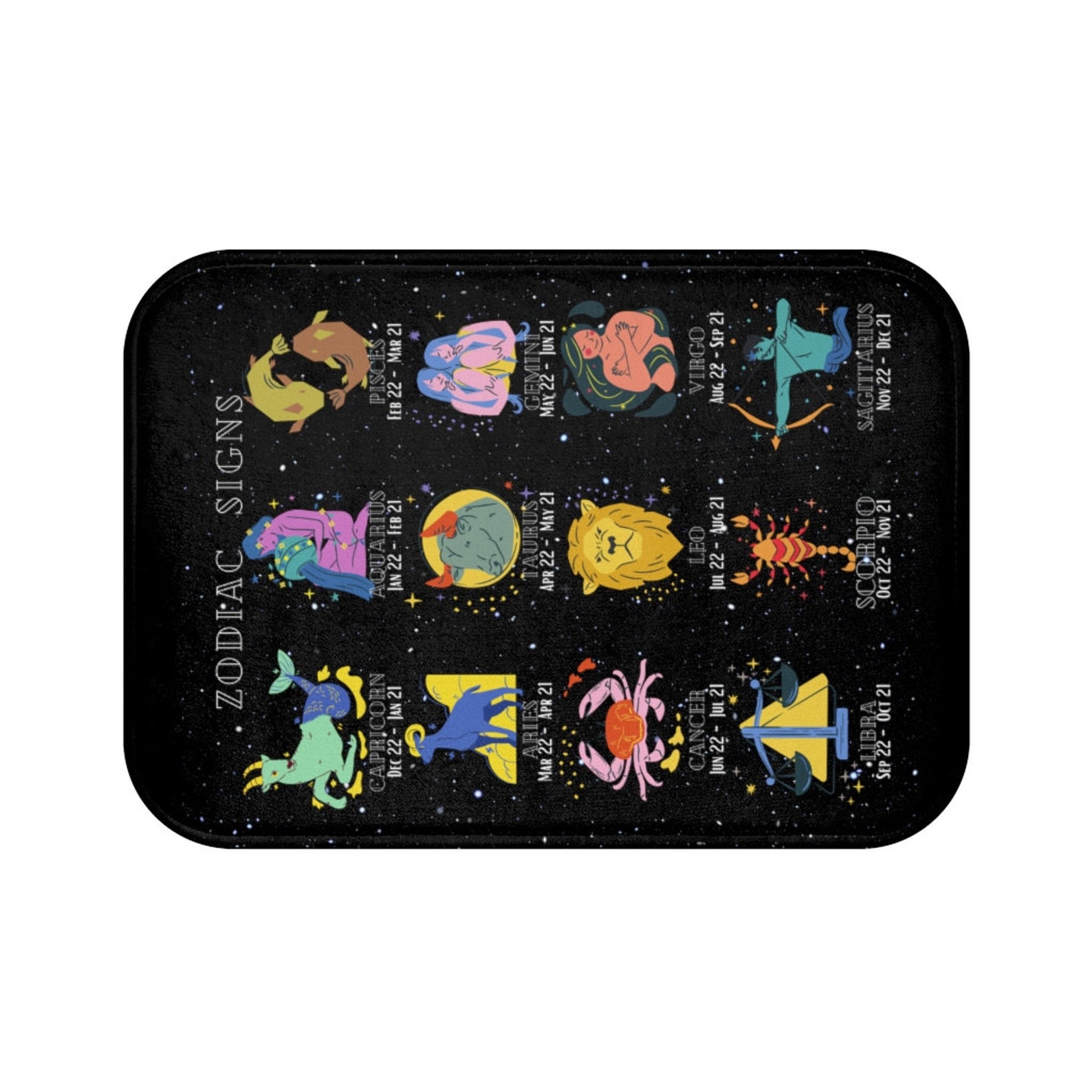 Zodiac Signs Symbols Chart Bath Mat Etsy