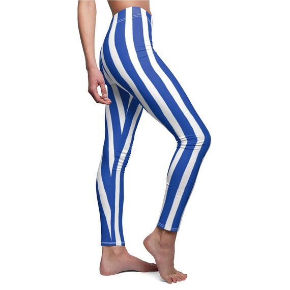 Blue and White Stripe Women's Leggings 