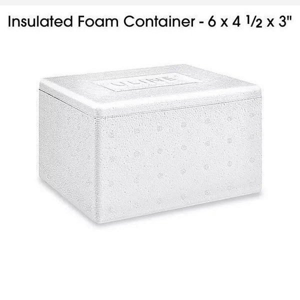 Styrofoam Shipping Container will fit 10 samples or 3 4oz’s. Not for wholesale orders.