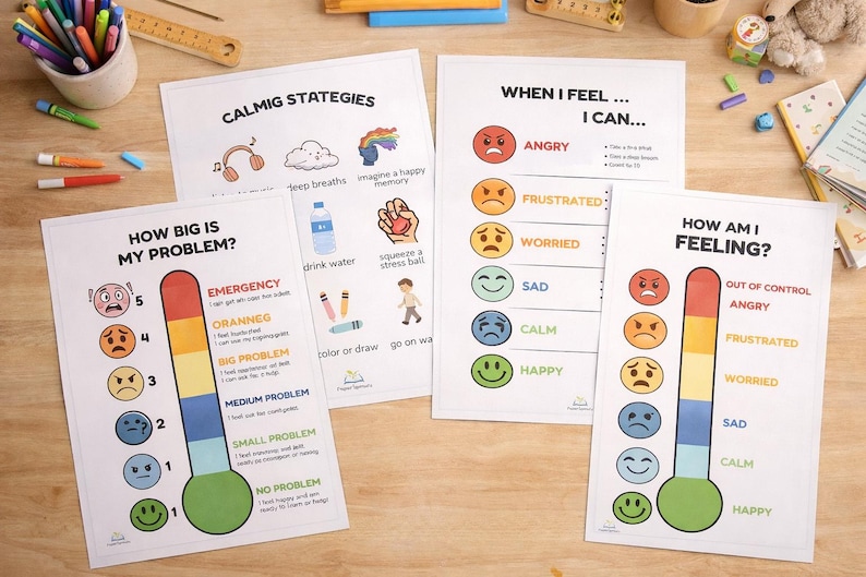 Feelings Thermometer for Kids | Emotional Regulation Chart | Calm Down ...