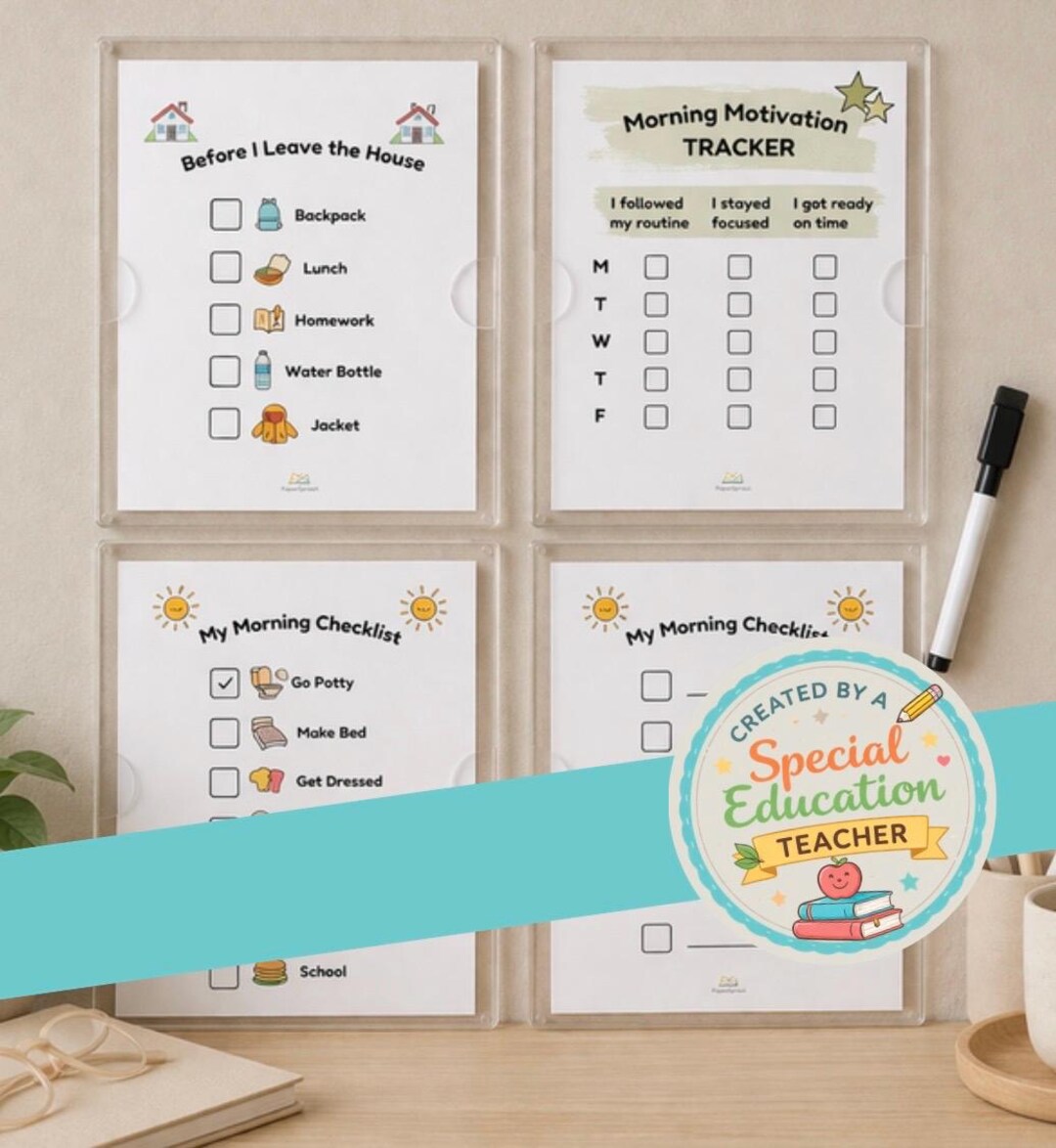 ADHD Kids Morning Routine Chart: Visual Schedule, Checklist, Executive ...