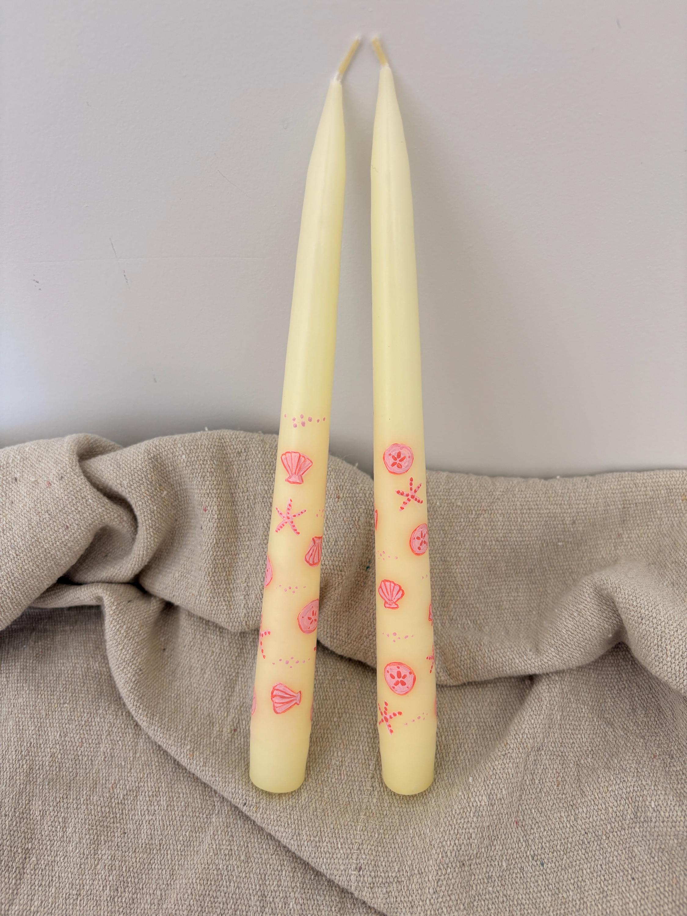 Sea Shell Hand Painted Taper Candles - Etsy