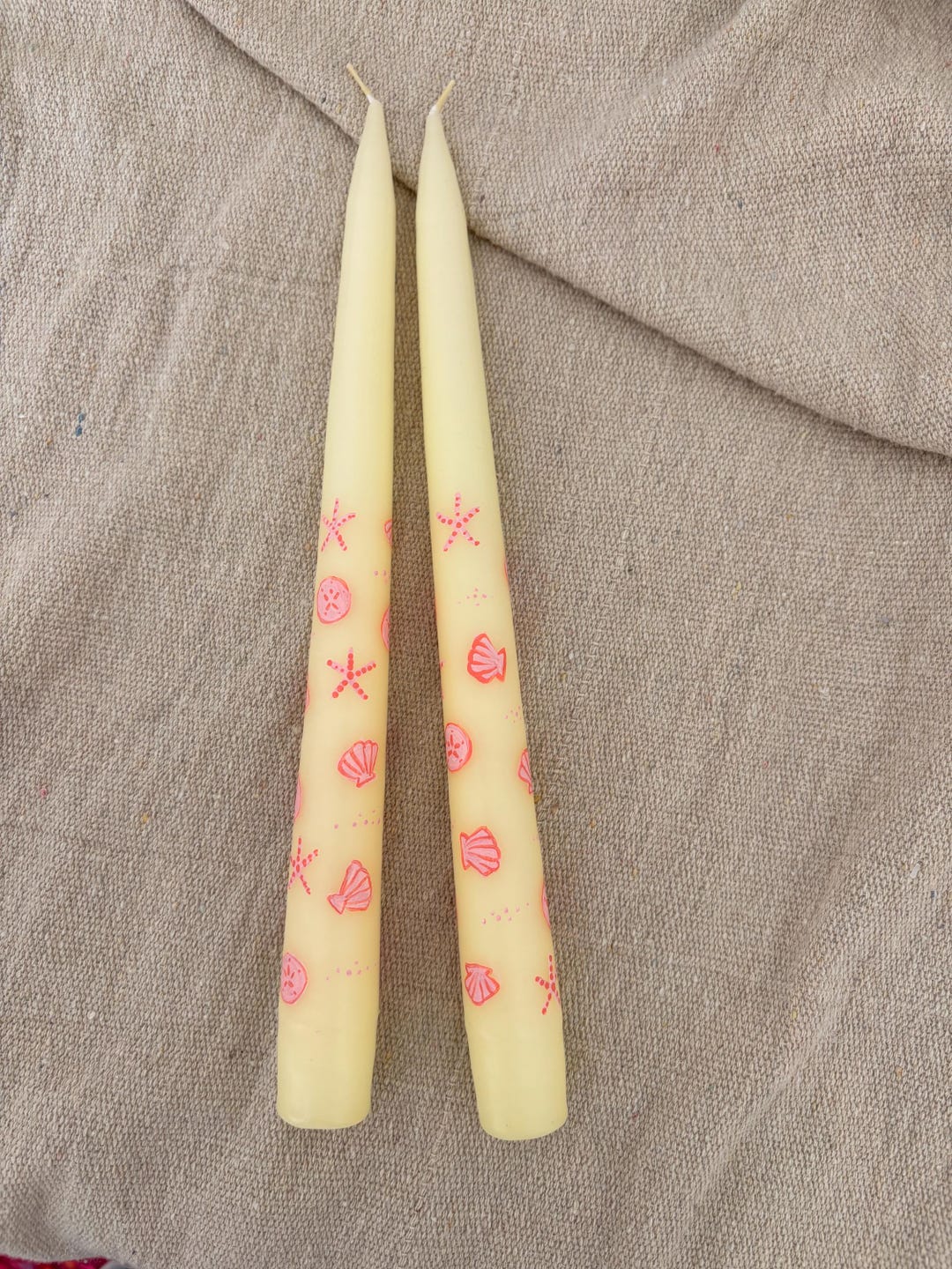 Sea Shell Hand Painted Taper Candles - Etsy