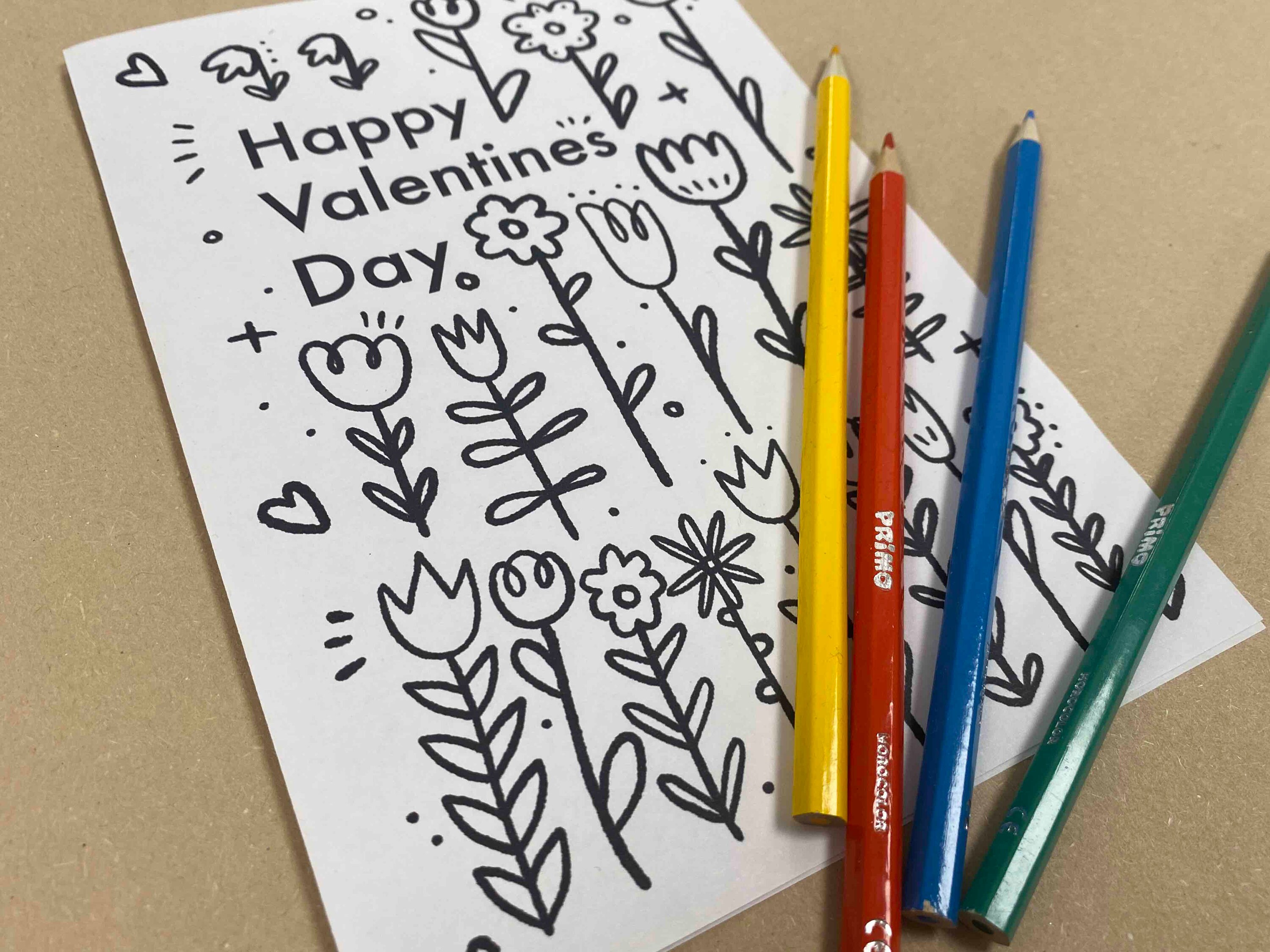 Valentines Coloring / Coloring Card/ Coloring Valentine/ | Etsy