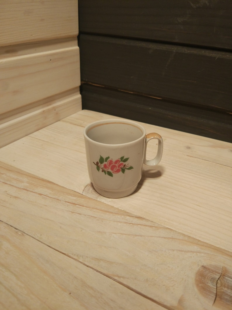 Vintage espresso cup Soviet ceramic espresso cup Unique coffee cup with floral design