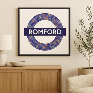 London Underground Poster, Romford, Elizabeth Line, Art Print, Urban Print, City Gift, Transport, London, Transport For London