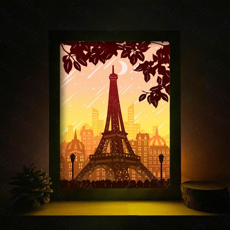Eiffel Paper Cut Light Box Template 3D Papercut Lightbox Svg Etsy