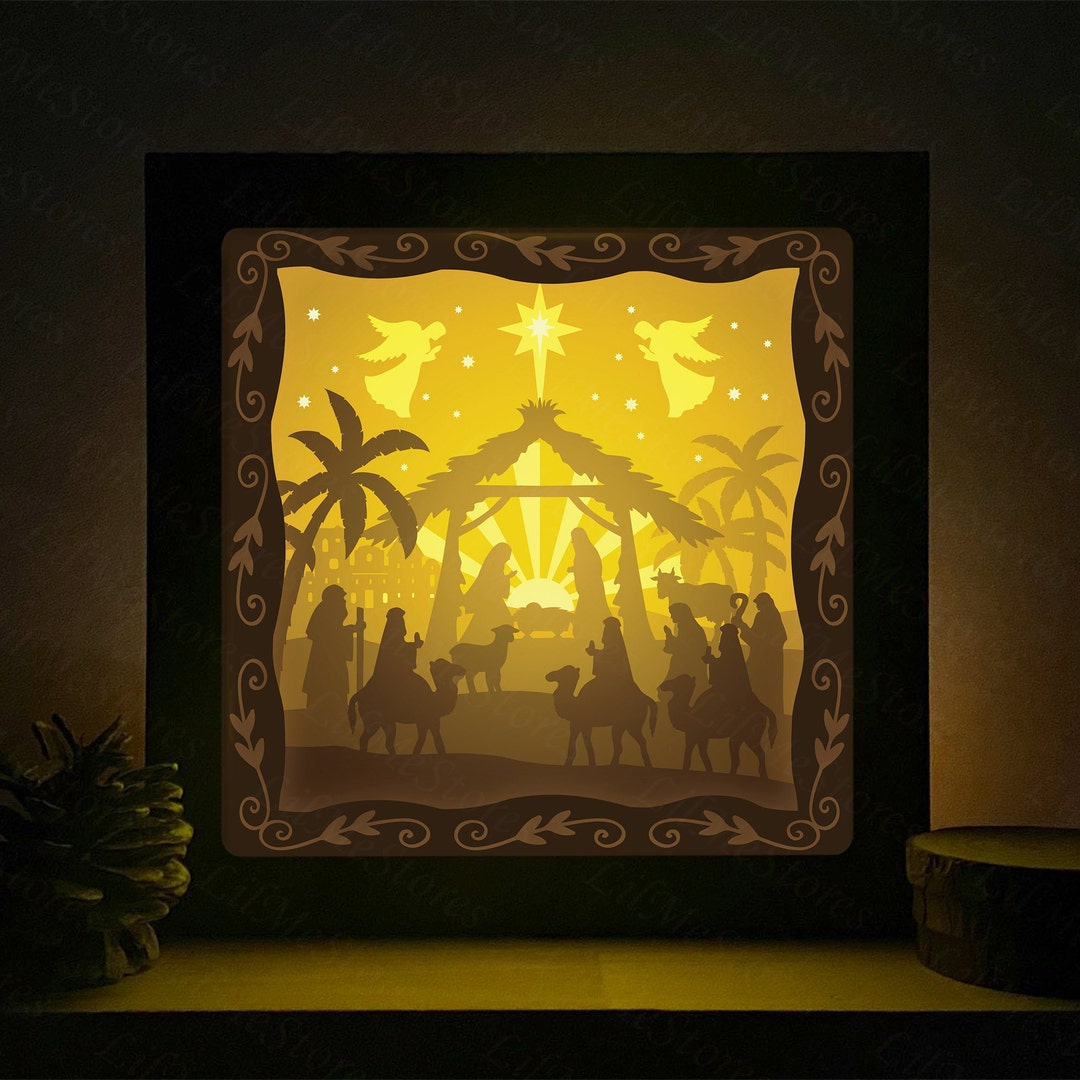 Holy Night 3D Paper Cut Light Box Shadow Box Night Light Etsy