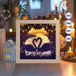 3D Swan 2, Shadow Box Svg, For Cricut, For Silhouette, Layered Template, Paper Cut Files