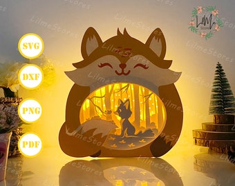 Fox Lantern Paper Cut: Animal Shadow Box SVG, PNG, PDF - Etsy