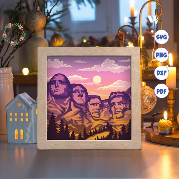 Mount Paper Cut Light Box Template, 3D Shadow Box SVG Files, Shadow Box Paper Cut, Light Box SVG, 3D Papercut Light Box SVG File