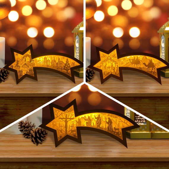 Pack 3 Weihnachtsstern Laterne SVG: Krippe Shadow Box (Digitaler Download)  2 - Etsy.de