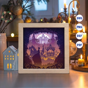 Cenerentola 3D 1, Shadow Box SVG, per Cricut, per Silhouette, modello a strati, file di carta tagliata
