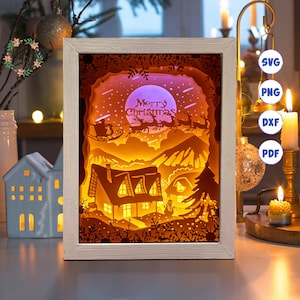 Buon Natale 3D 6A, Shadow Box SVG, per Cricut, per Silhouette, modello a strati, file di carta tagliata